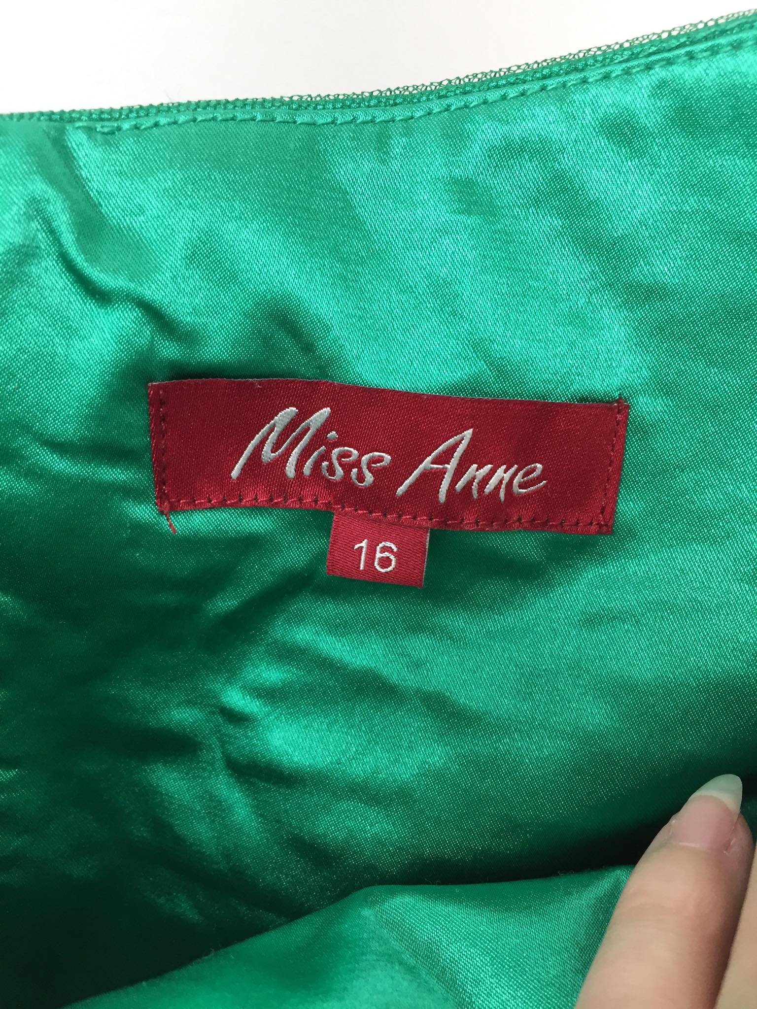 Miss Anne Green Lace Mini Dress Size 16