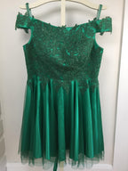 Miss Anne Green Lace Mini Dress Size 16