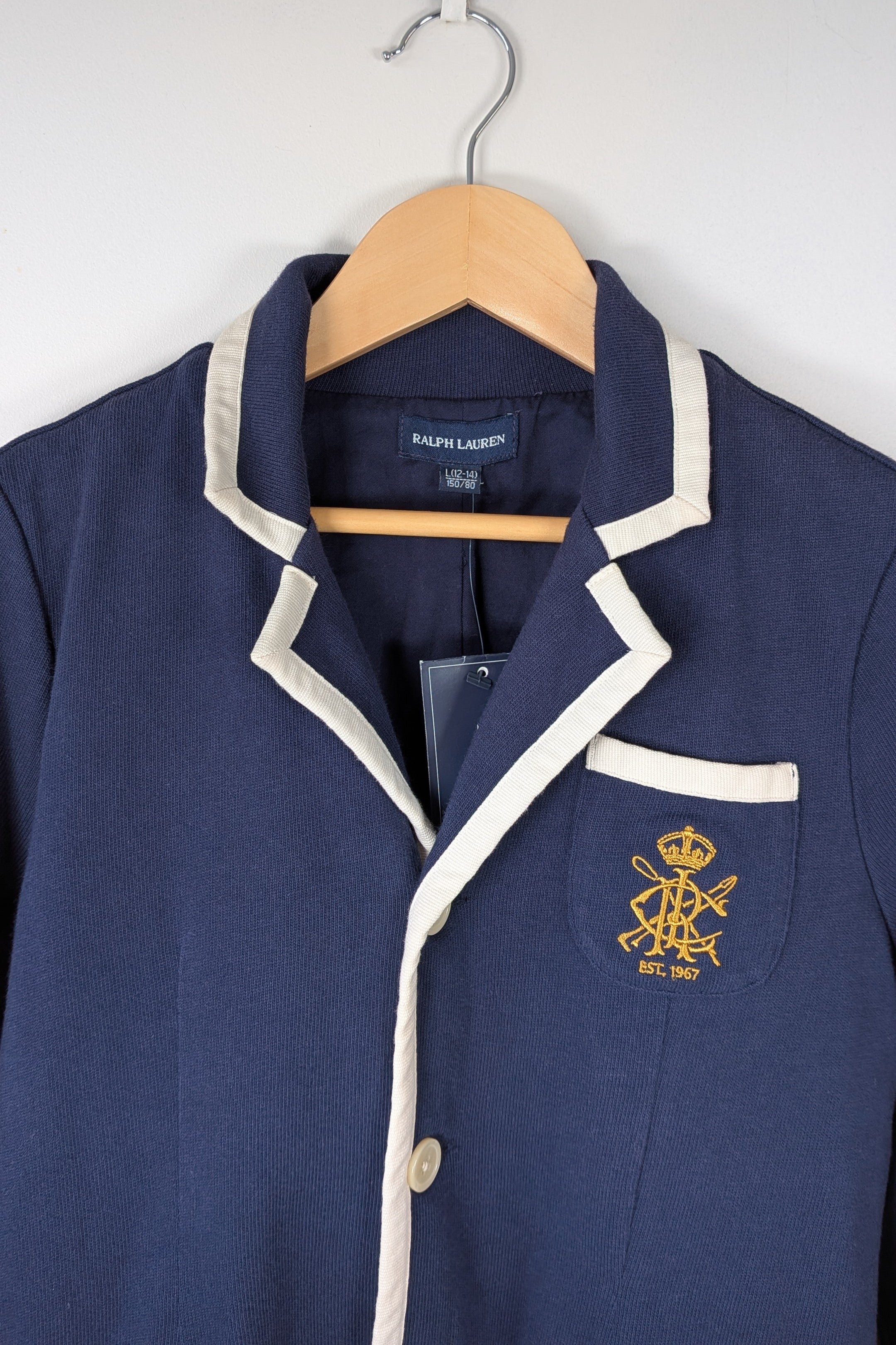Ralph Lauren Navy Cotton Blazer Jacket Size L Brand New With Tags
