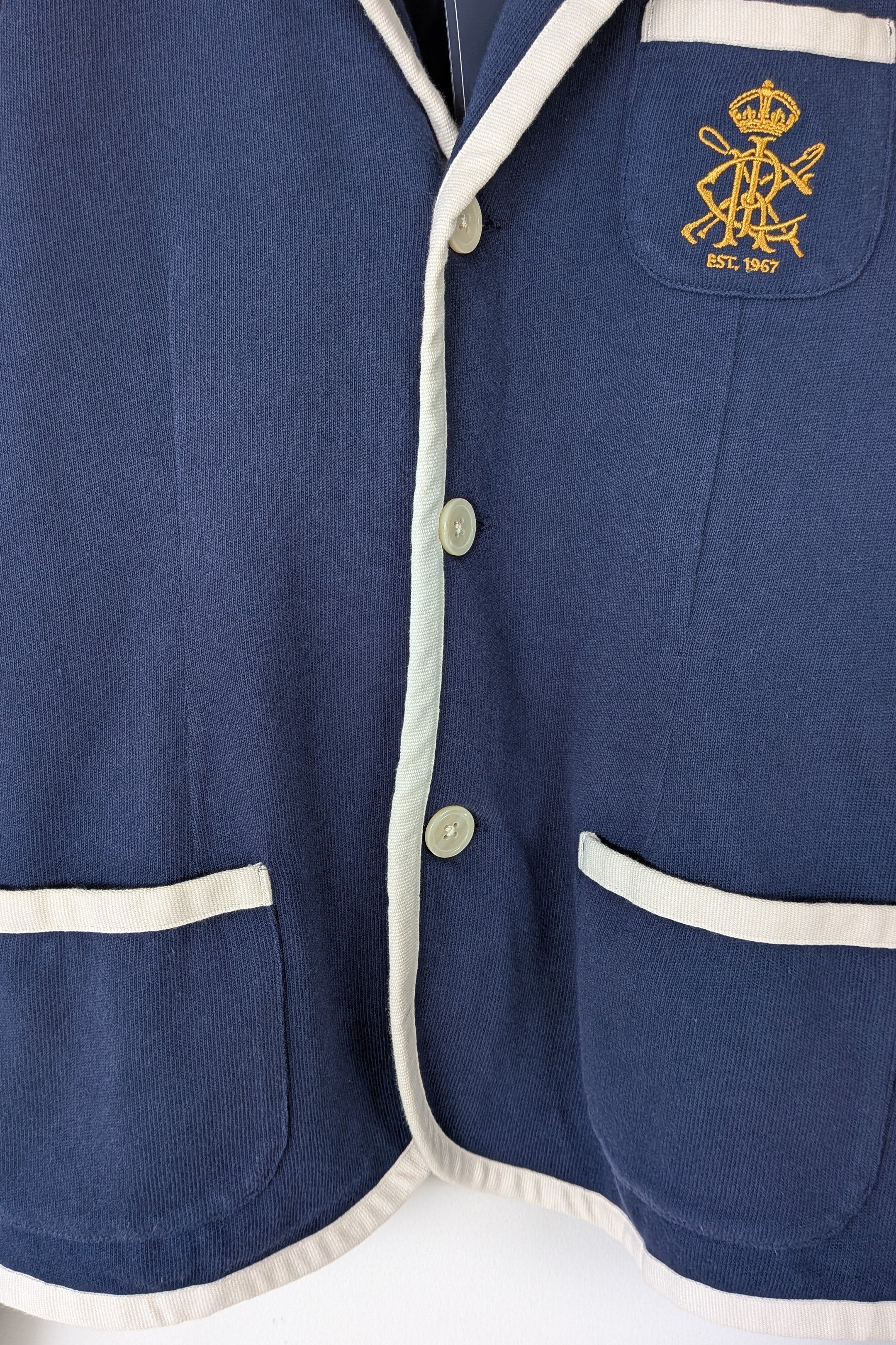Ralph Lauren Navy Cotton Blazer Jacket Size L Brand New With Tags