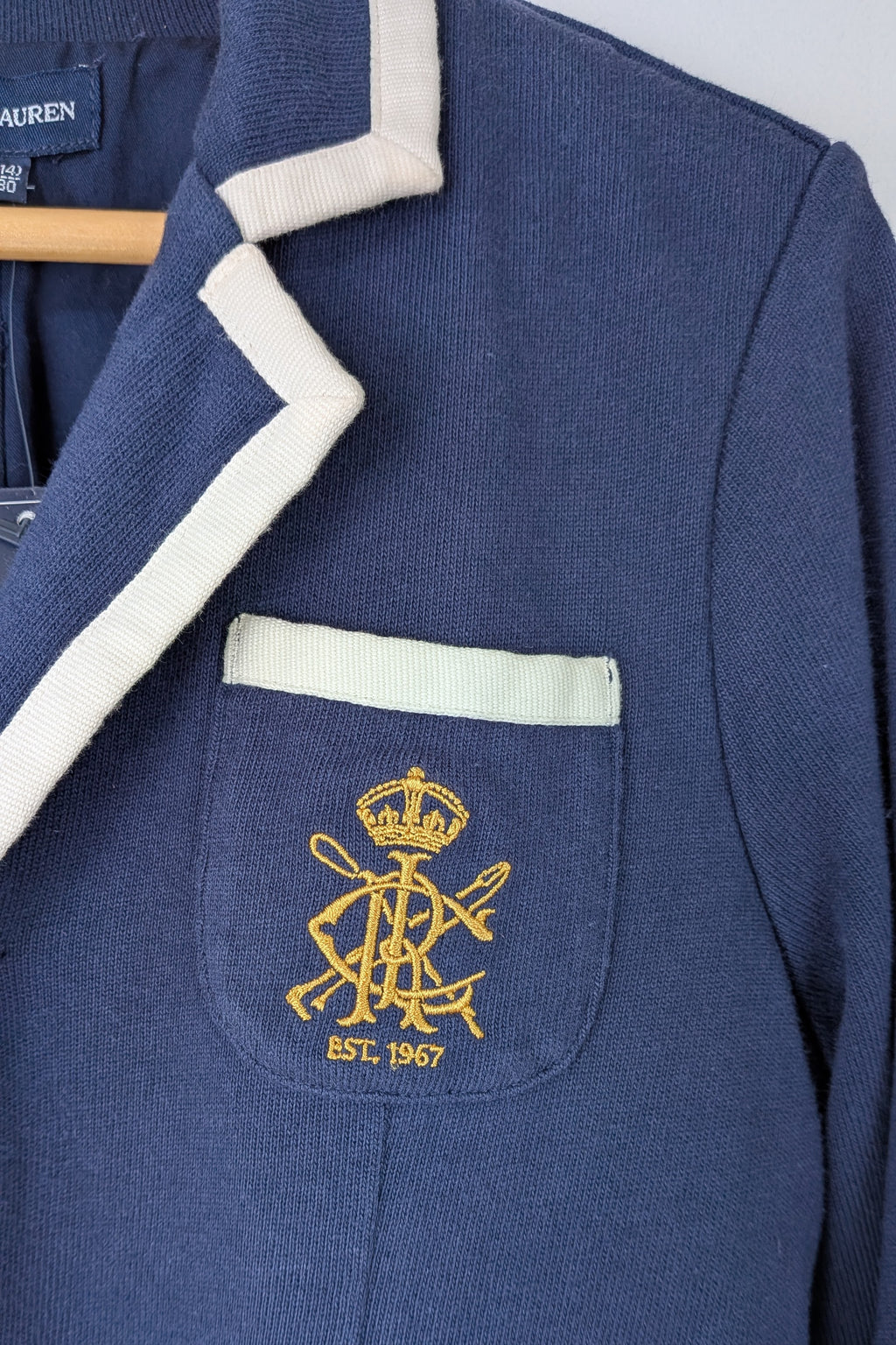 Ralph Lauren Navy Cotton Blazer Jacket Size L BNWT