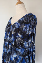 Suzanne Grae Blue Black Abstract Mesh Blouse Size XL BNWT RRP $39.95
