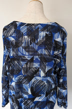 Suzanne Grae Blue Black Abstract Mesh Blouse Size XL BNWT RRP $39.95