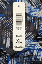 Suzanne Grae Blue Black Abstract Mesh Blouse Size XL BNWT RRP $39.95