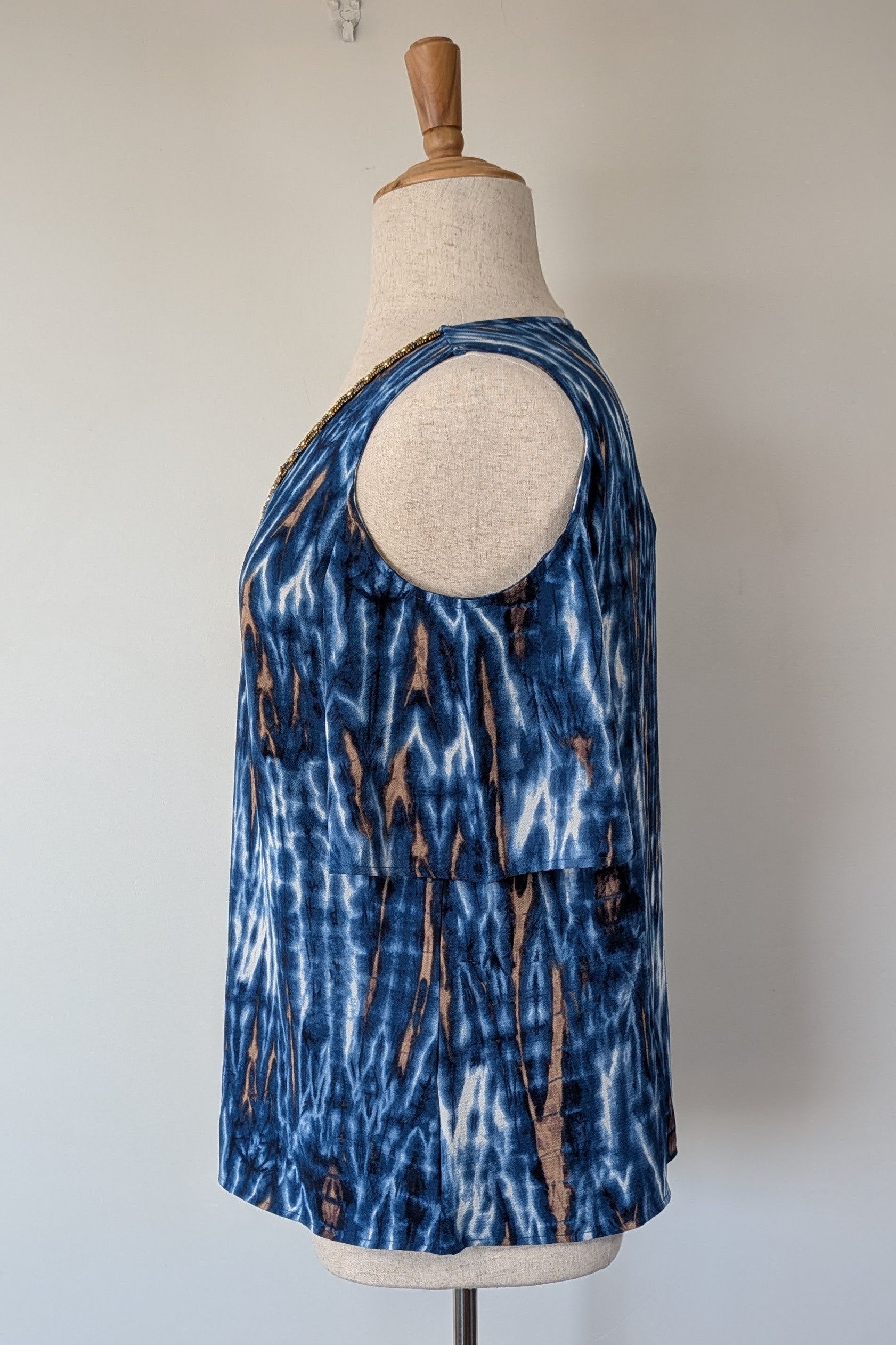 Crossroads Blue Abstract Cold Shoulder Blouse Size 16 BNWT RRP $59.99