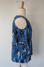 Crossroads Blue Abstract Cold Shoulder Blouse Size 16 BNWT RRP $59.99