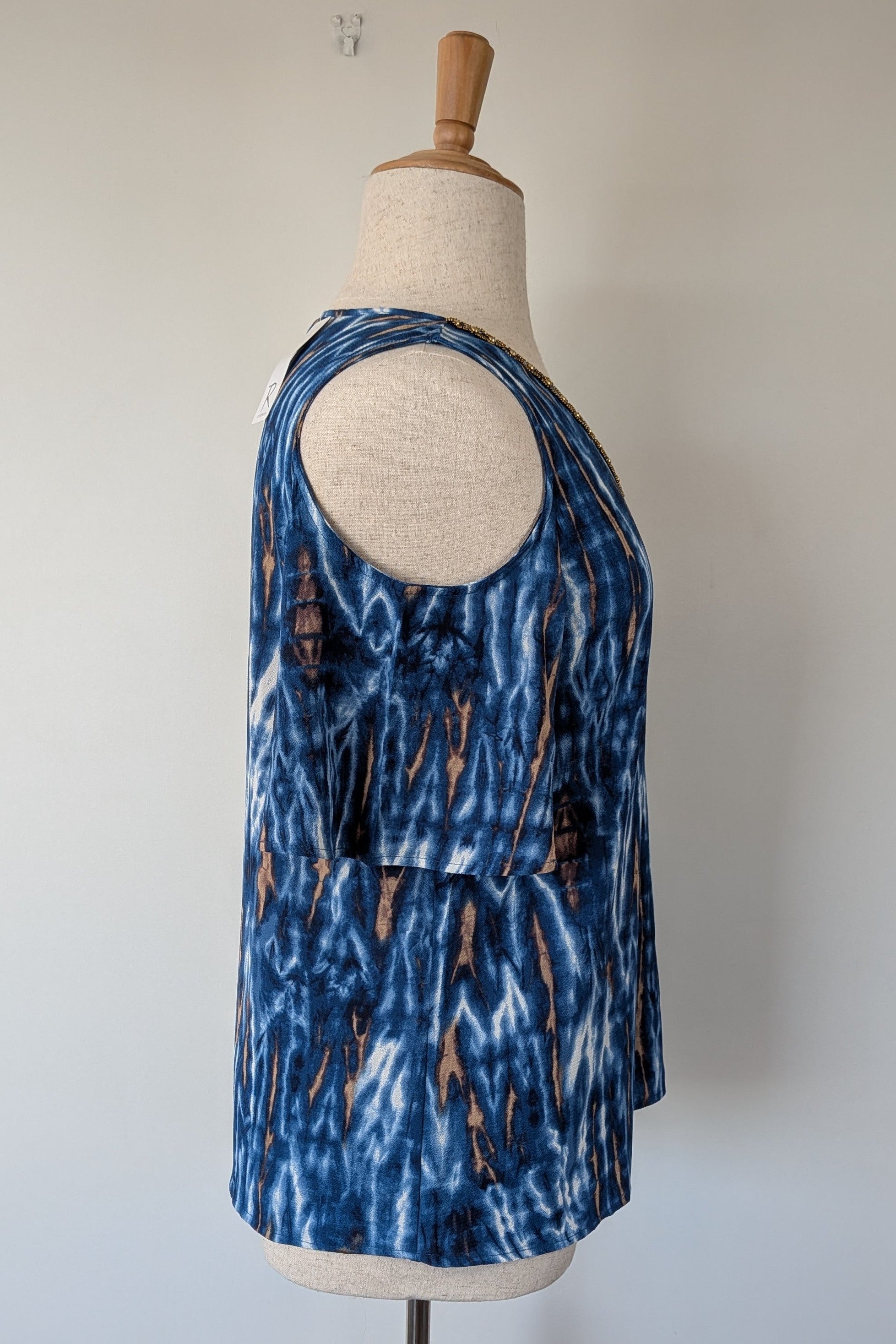 Crossroads Blue Abstract Cold Shoulder Blouse Size 16 BNWT RRP $59.99