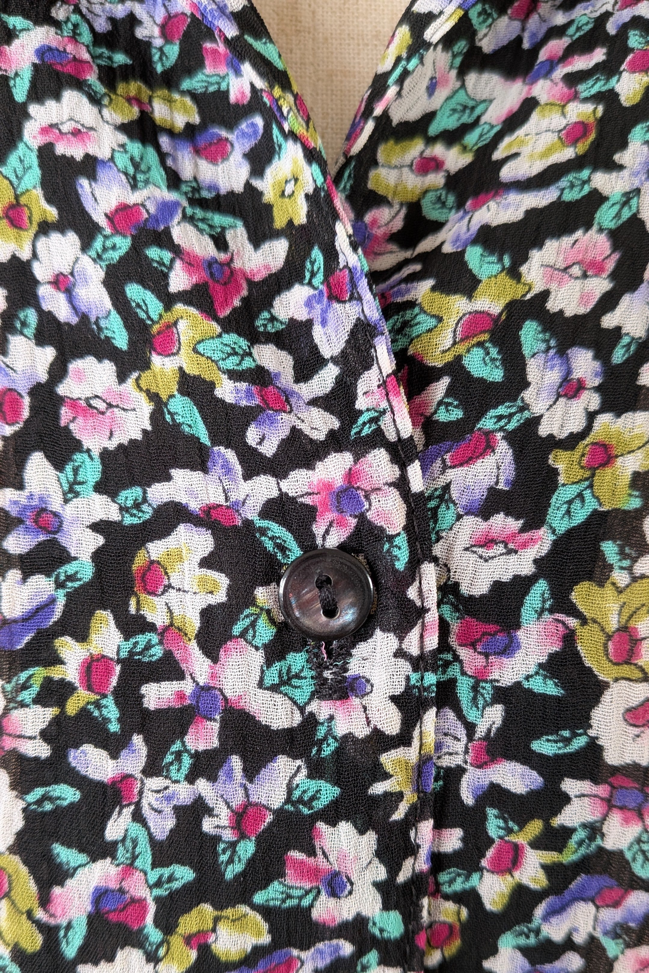 Vintage 80s David Cardigan Floral Shirt Dress Size 16