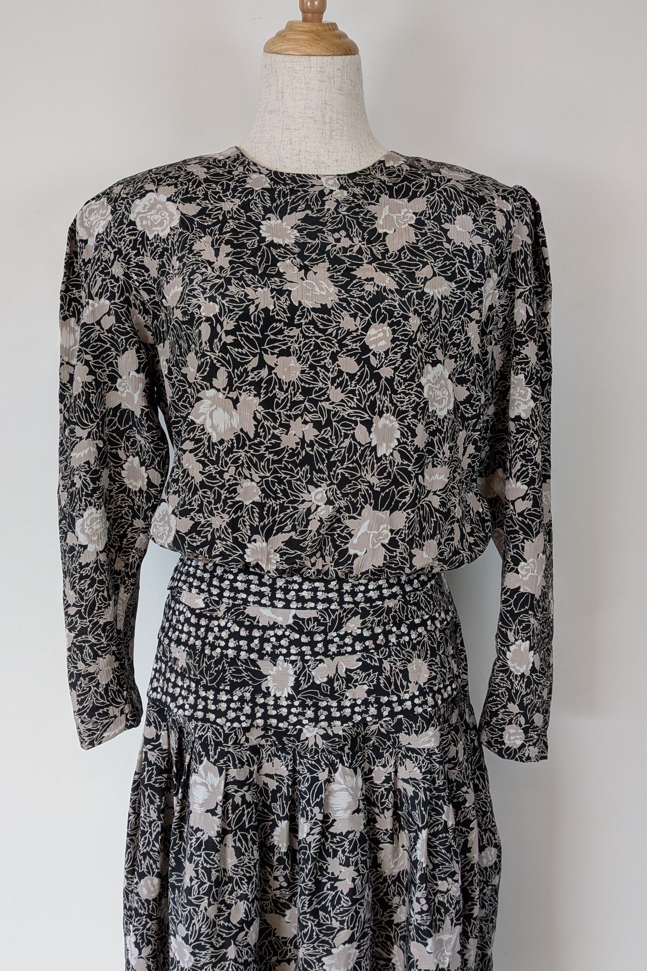 Vintage 80s Jo Melbourne Floral Prairie Tea Midi Dress Size 12