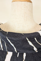 See Saw Black White Abstract Print 100% Linen Cowl Neck Top Size 12