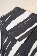 See Saw Black White Abstract Print 100% Linen Cowl Neck Top Size 12
