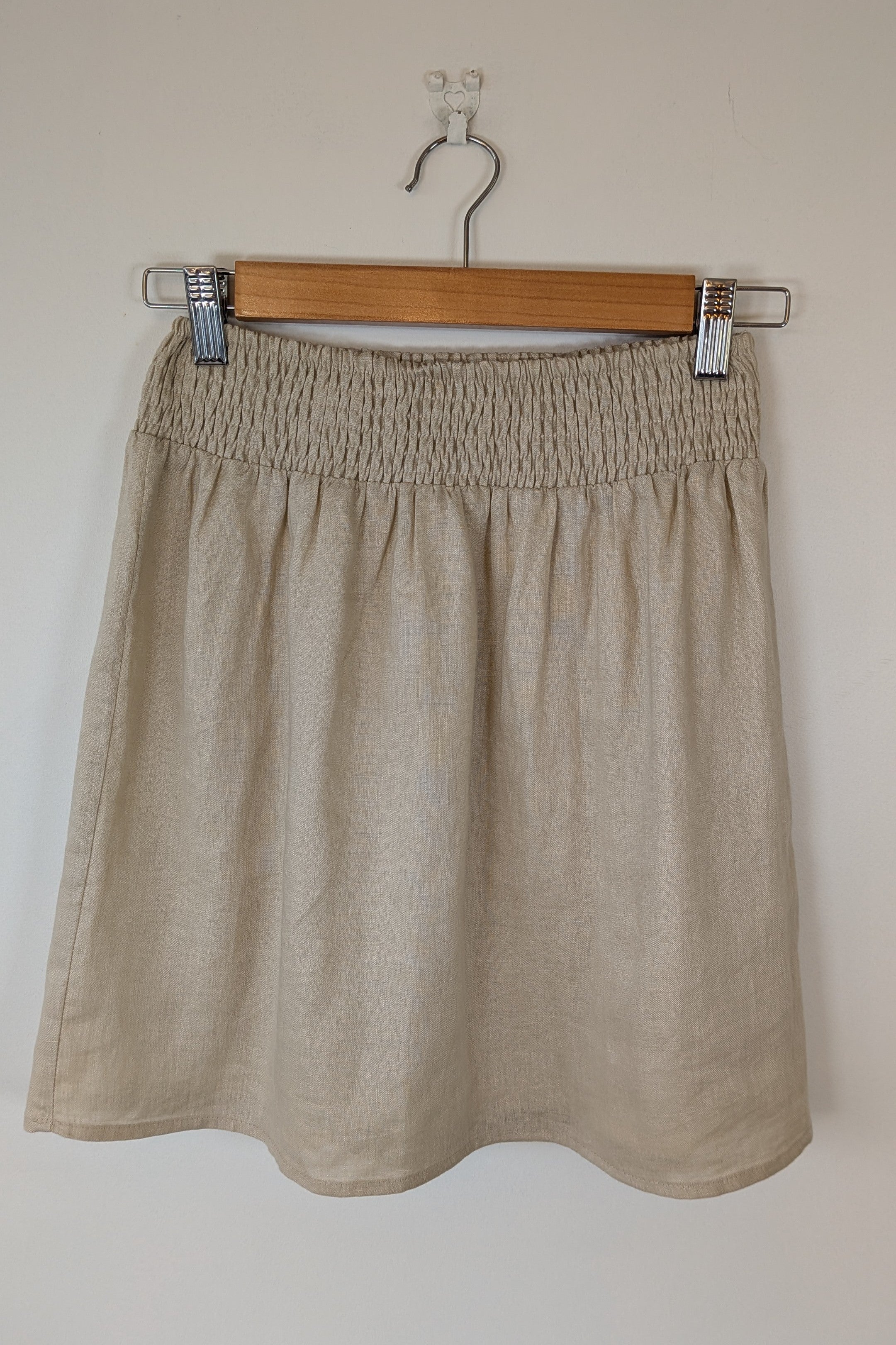 Haven 100% Linen Beige Mini Skirt Size S