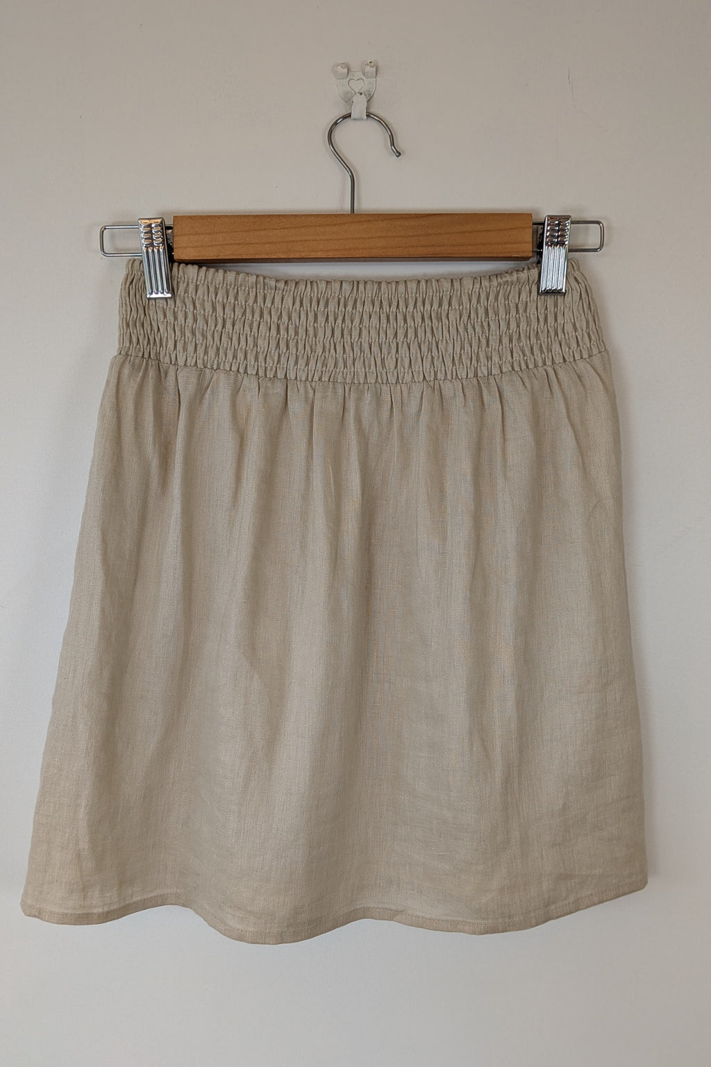 Haven 100% Linen Beige Mini Skirt Size S