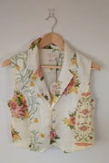 VRG GRL 100% Linen Floral Vest Size 8 BNWT