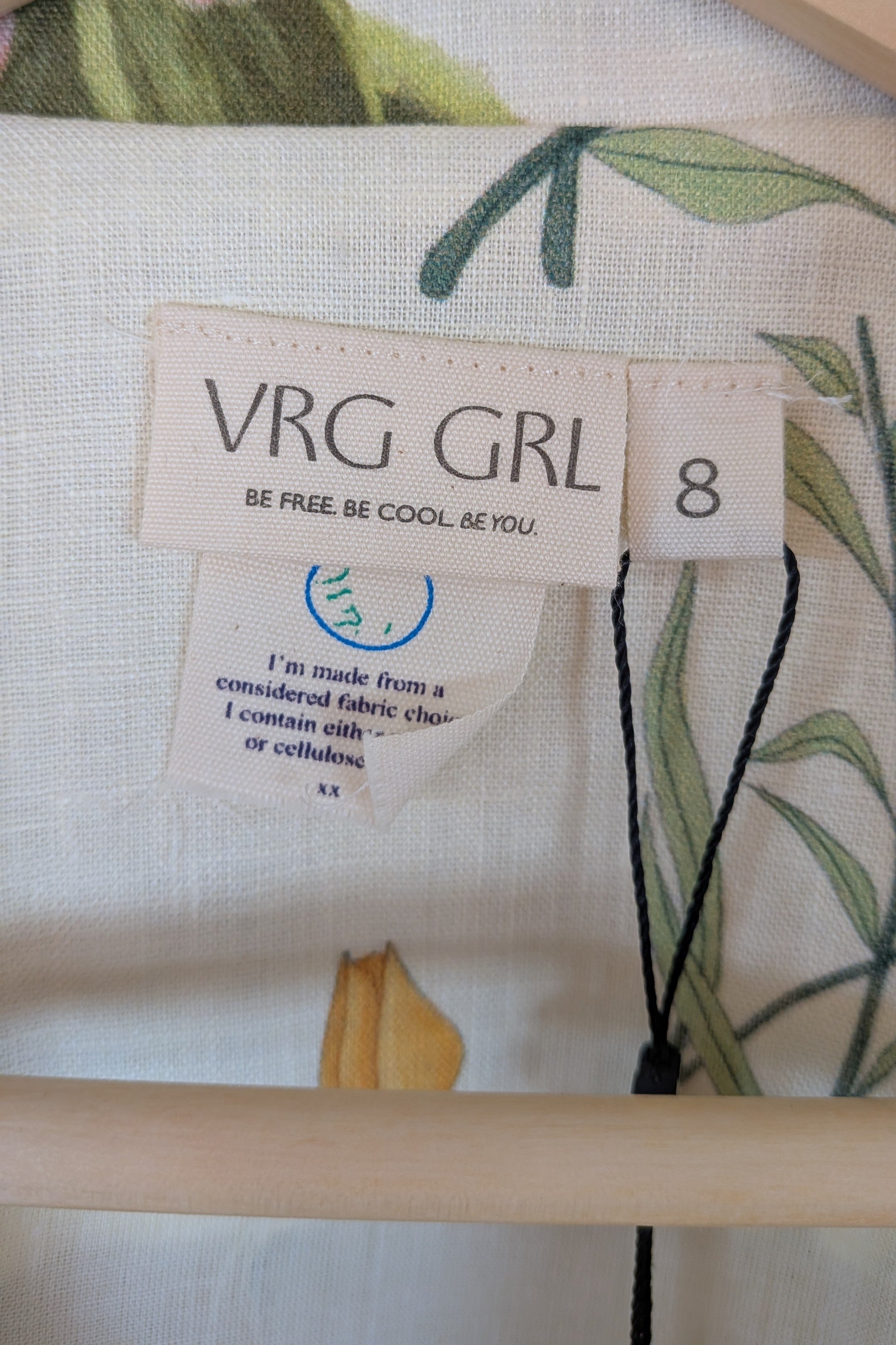 VRG GRL 100% Linen Floral Vest Size 8 BNWT