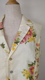 VRG GRL 100% Linen Floral Vest Size 8 BNWT