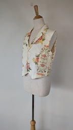VRG GRL 100% Linen Floral Vest Size 8 BNWT