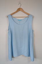 Blue Illusion 100% Linen Light Blue Tunic Top Size L