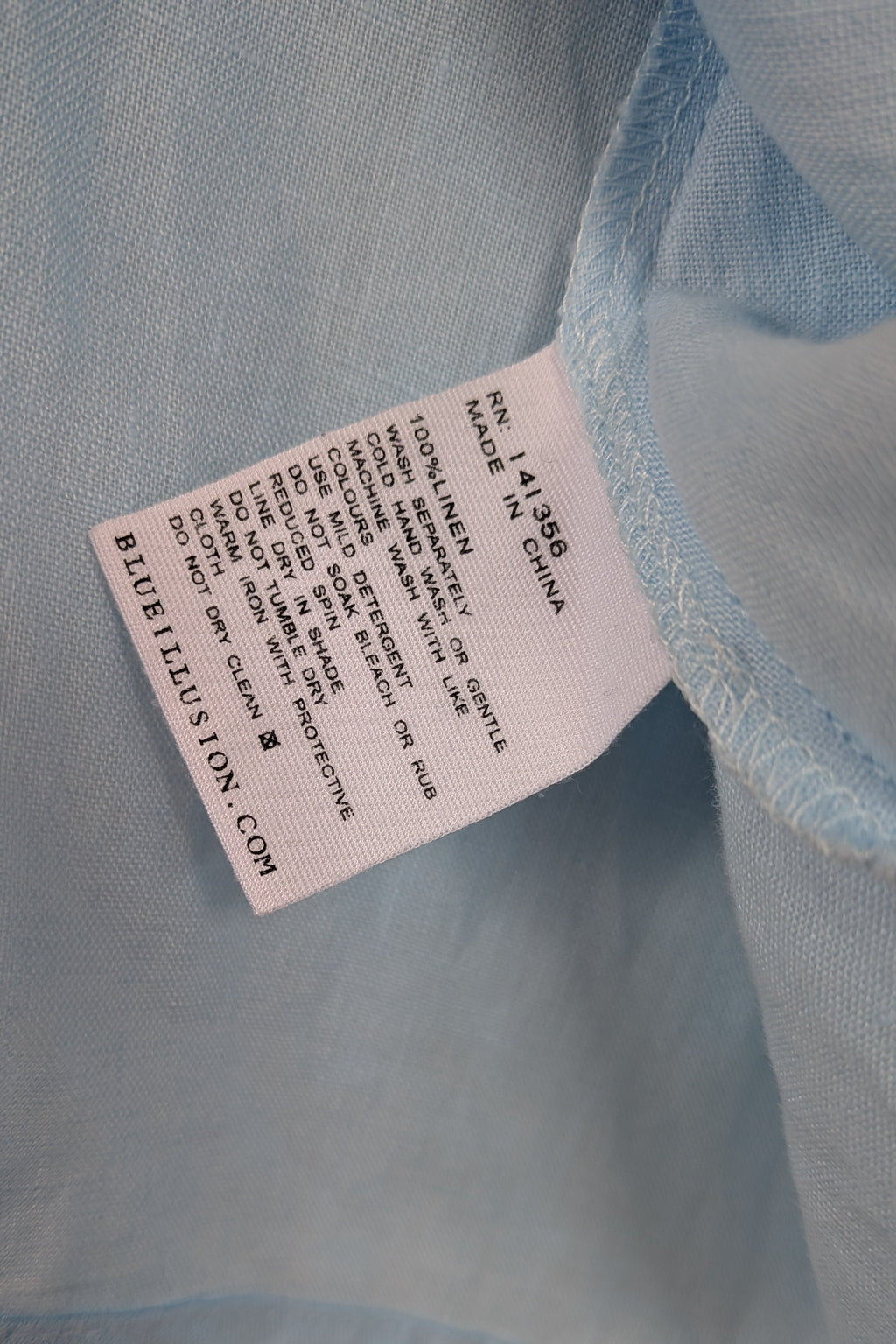Blue Illusion 100% Linen Light Blue Tunic Top Size L