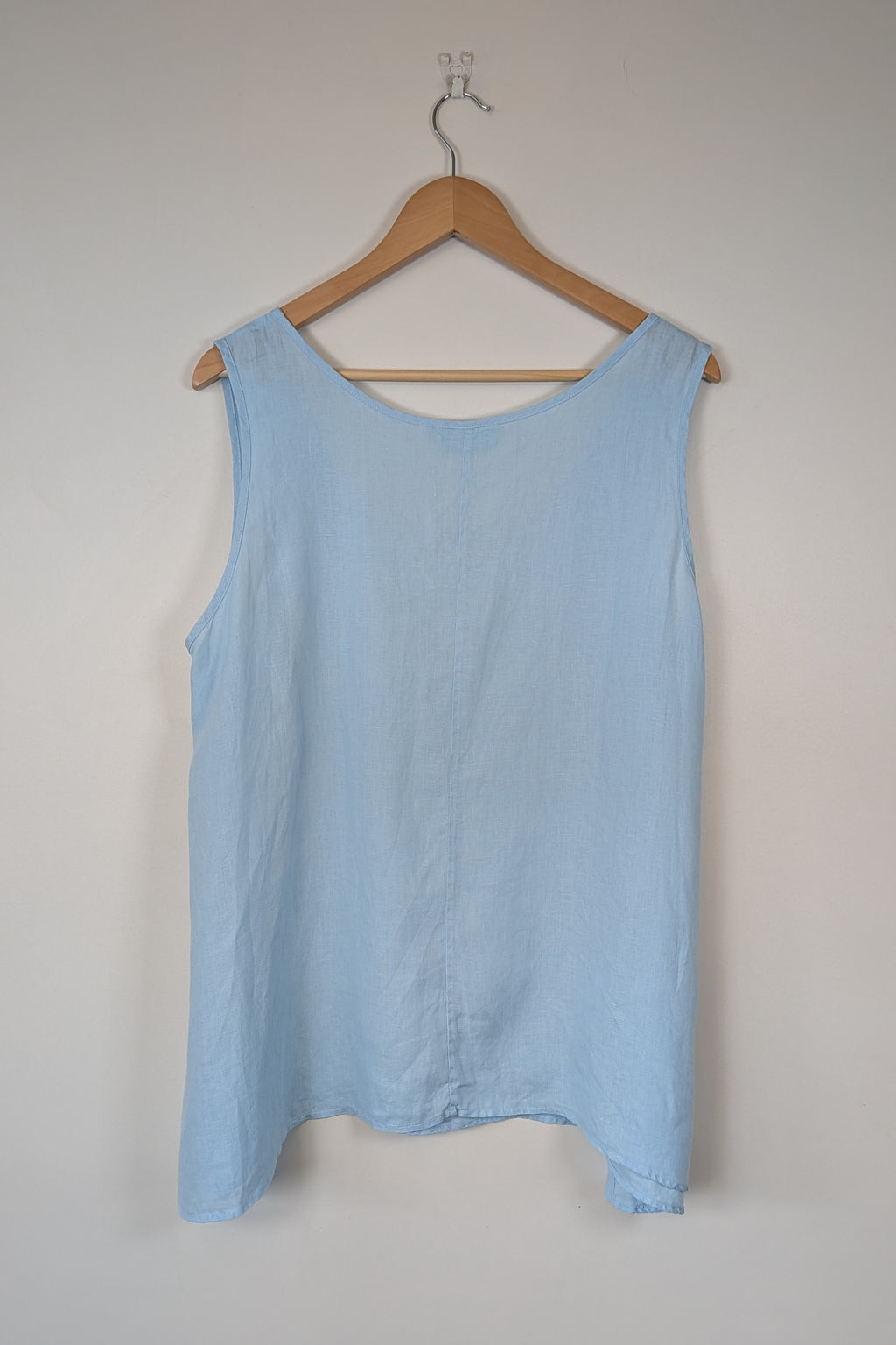 Blue Illusion 100% Linen Light Blue Tunic Top Size L