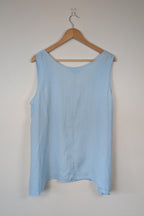Blue Illusion 100% Linen Light Blue Tunic Top Size L