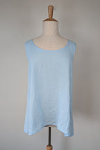 Blue Illusion 100% Linen Light Blue Tunic Top Size L