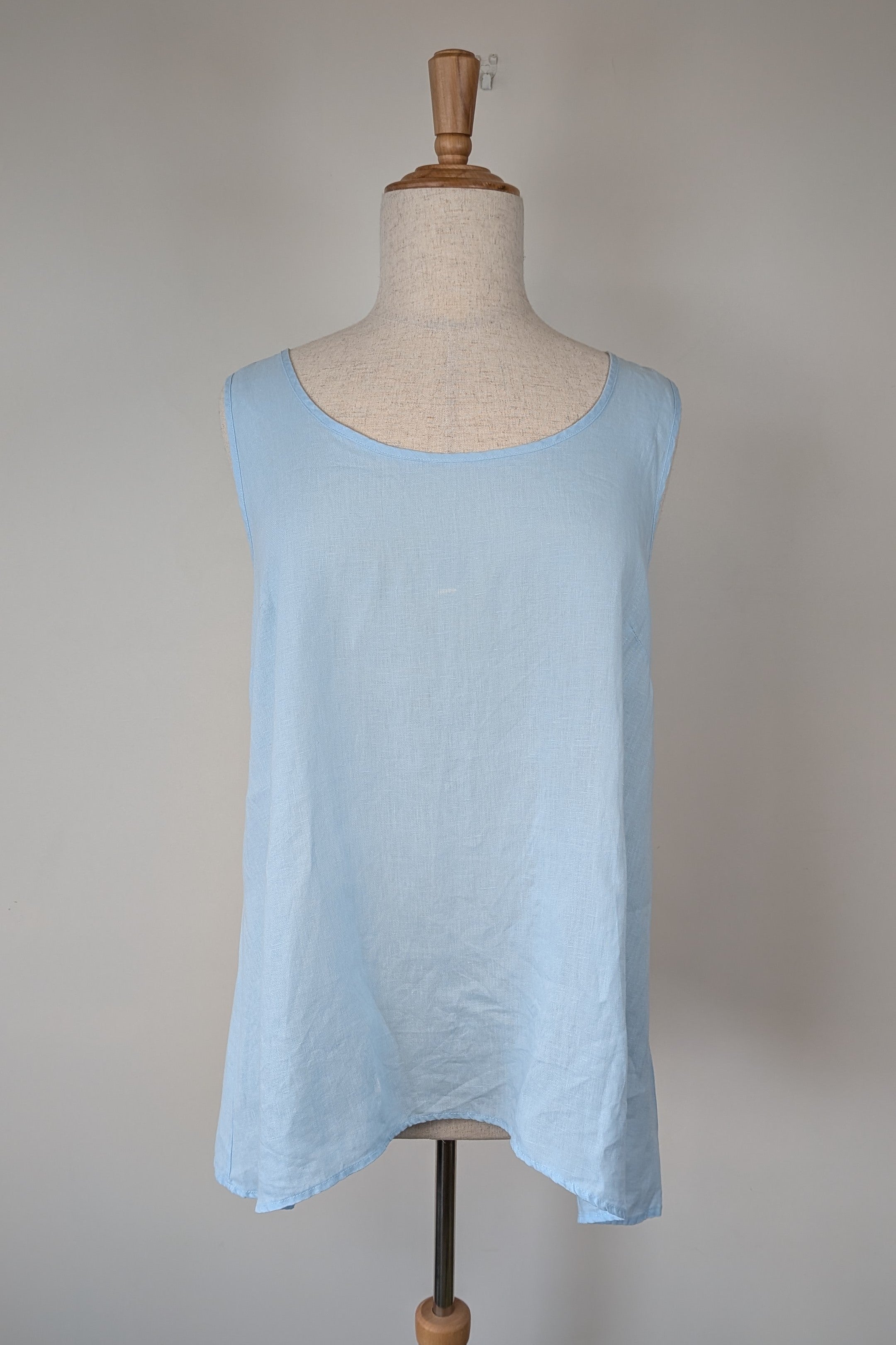 Blue Illusion 100% Linen Light Blue Tunic Top Size L
