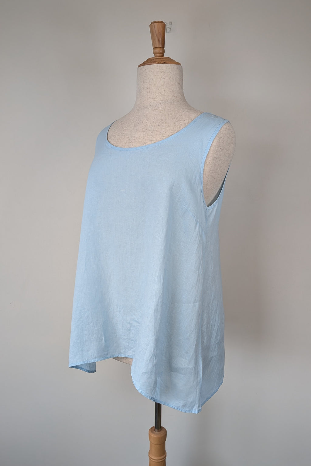 Blue Illusion 100% Linen Light Blue Tunic Top Size L