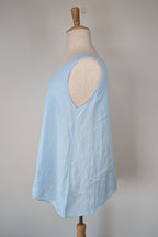 Blue Illusion 100% Linen Light Blue Tunic Top Size L