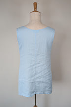 Blue Illusion 100% Linen Light Blue Tunic Top Size L