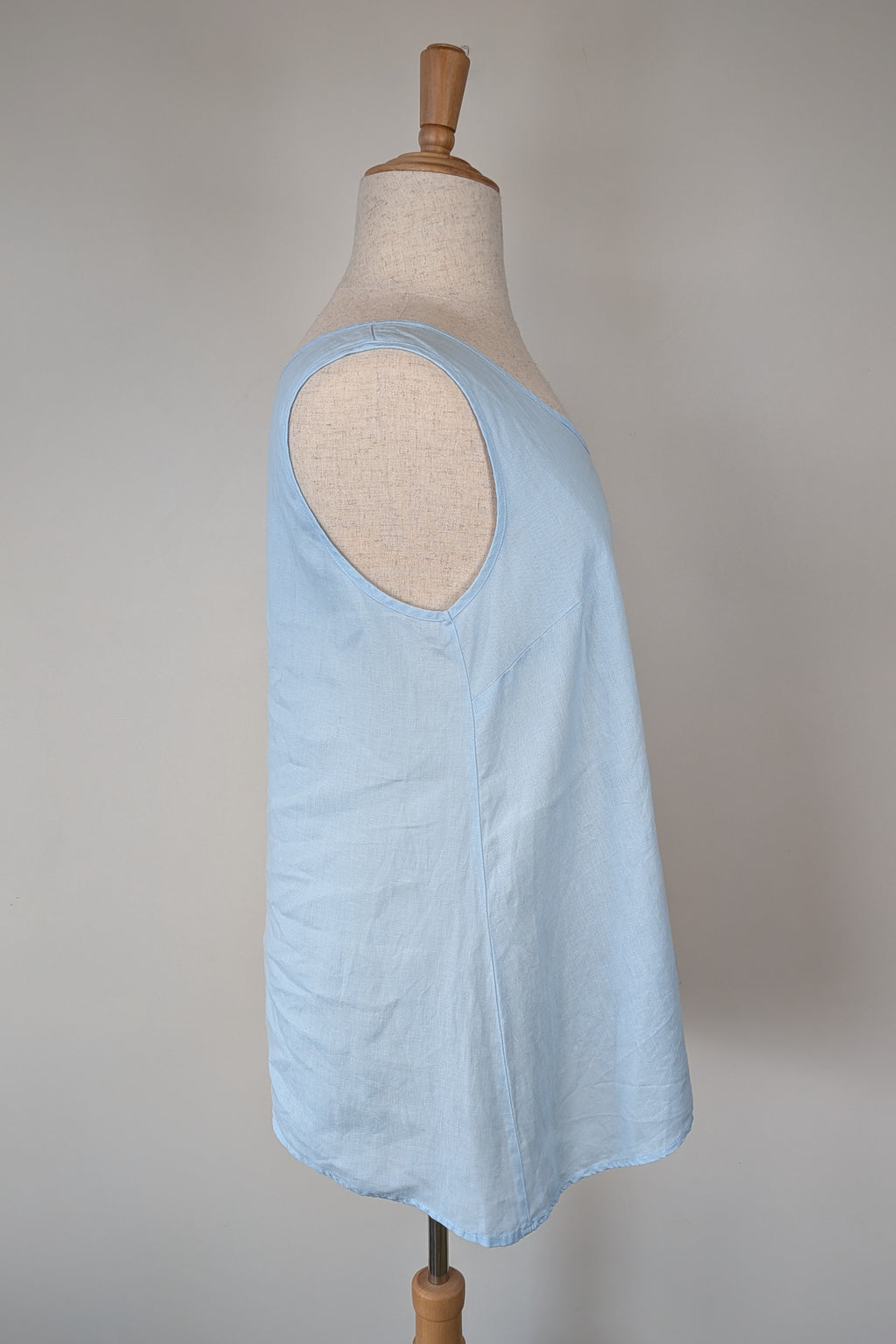 Blue Illusion 100% Linen Light Blue Tunic Top Size L