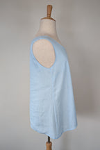 Blue Illusion 100% Linen Light Blue Tunic Top Size L