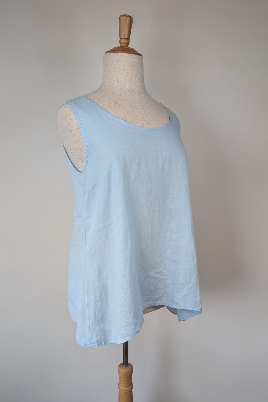 Blue Illusion 100% Linen Light Blue Tunic Top Size L