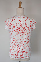 Jacqui E White Red Floral Flutter Sleeve Top Size 18 BNWT RRP $79.95