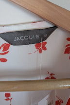 Jacqui E White Red Floral Flutter Sleeve Top Size 18 BNWT RRP $79.95
