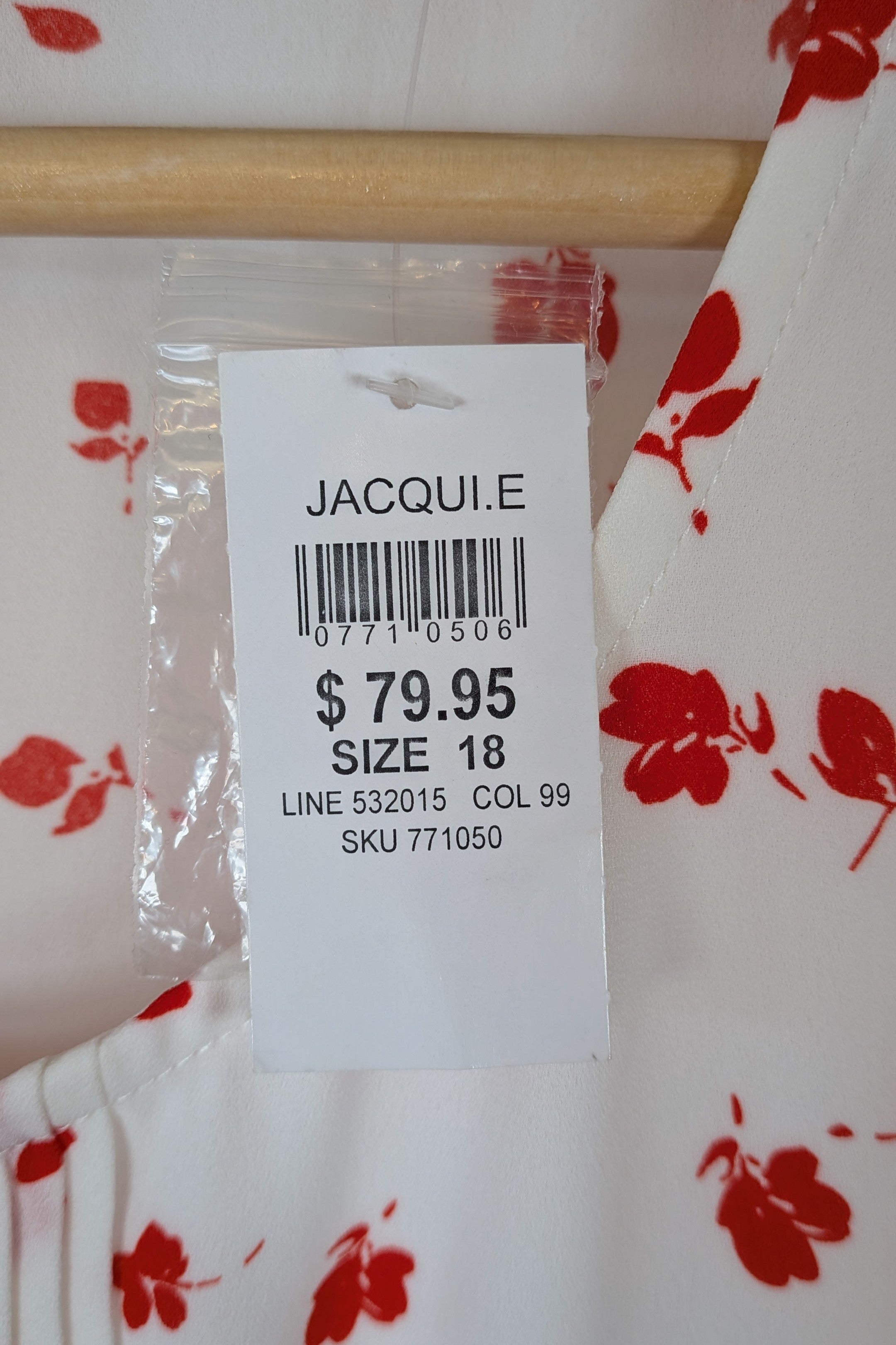 Jacqui E White Red Floral Flutter Sleeve Top Size 18 BNWT RRP $79.95