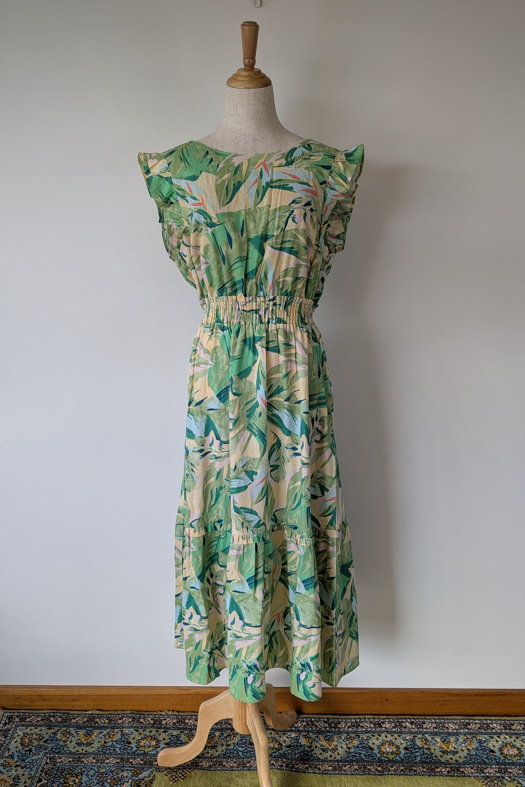 Y.A.S. Palmas Midi Dress Green Tropical Print Size M BNWT RRP $169.95