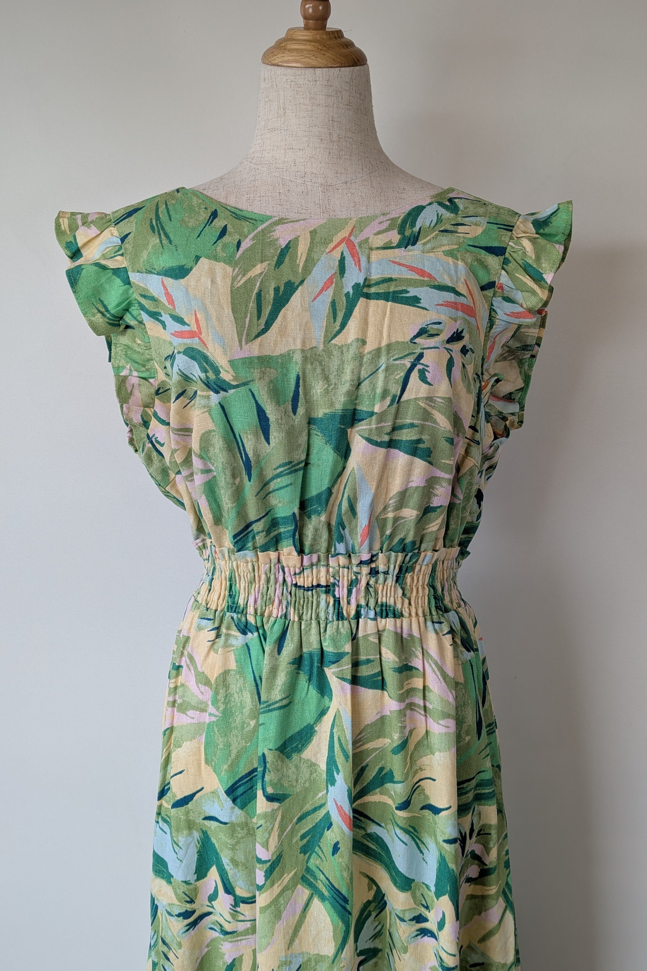 YAS Palmas Print Midi Linen Blend Dress Size M Brand New With Tags RRP $169.95