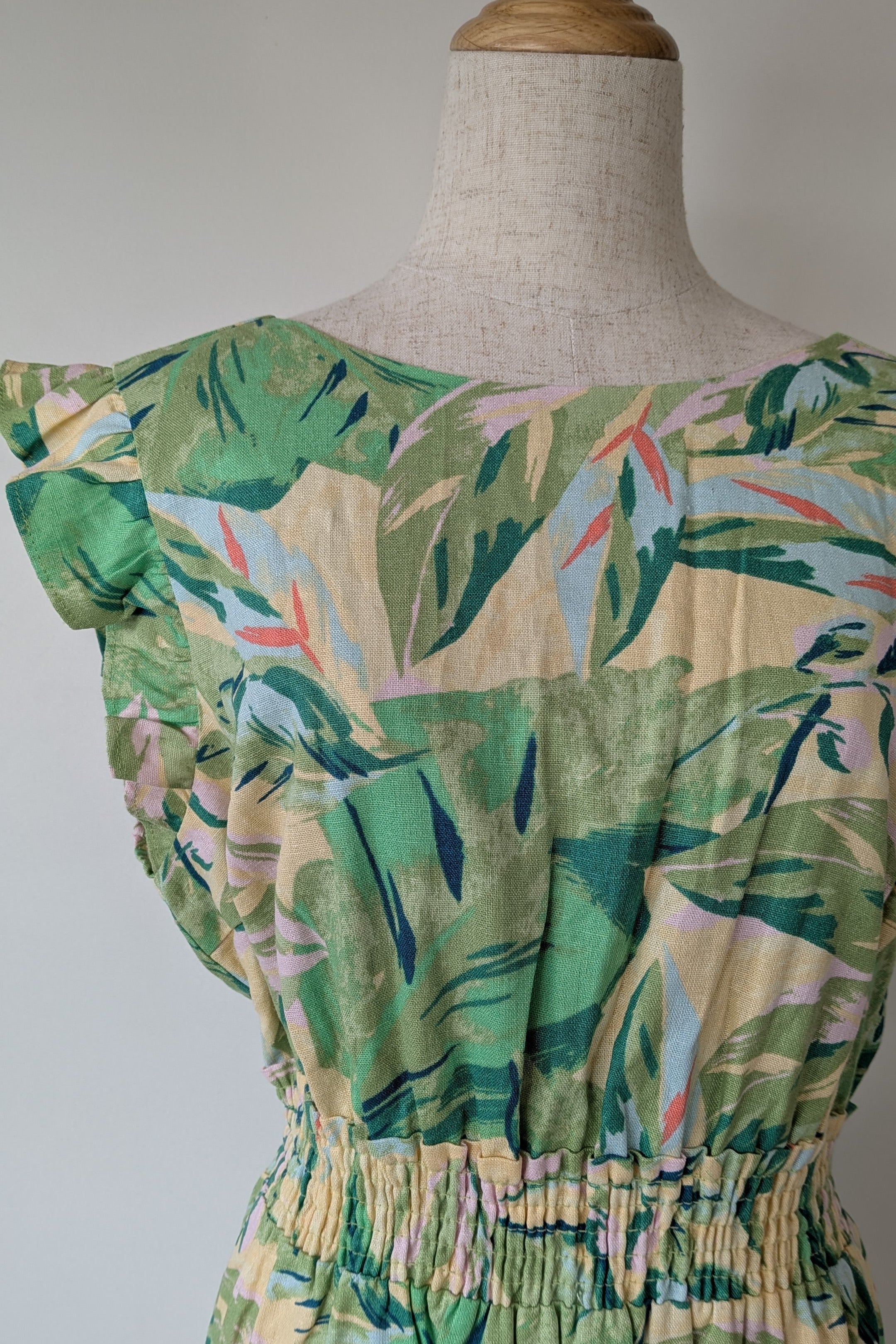 YAS Palmas Print Midi Linen Blend Dress Size M Brand New With Tags RRP $169.95