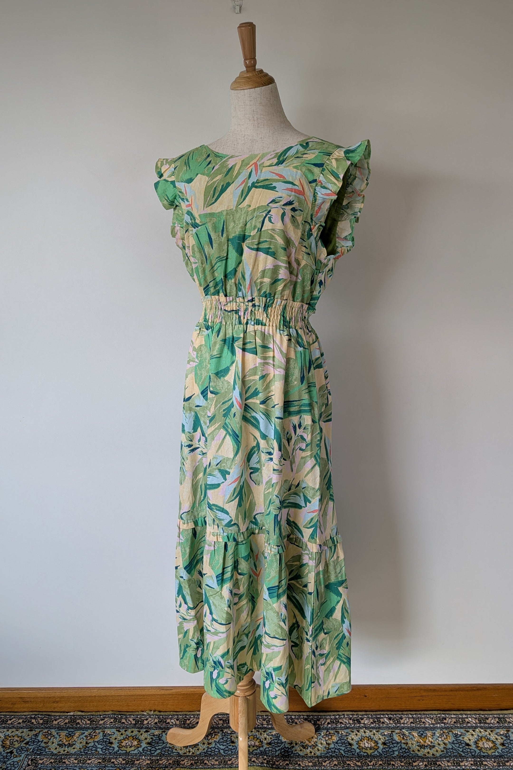Y.A.S. Palmas Midi Dress Green Tropical Print Size M BNWT RRP $169.95