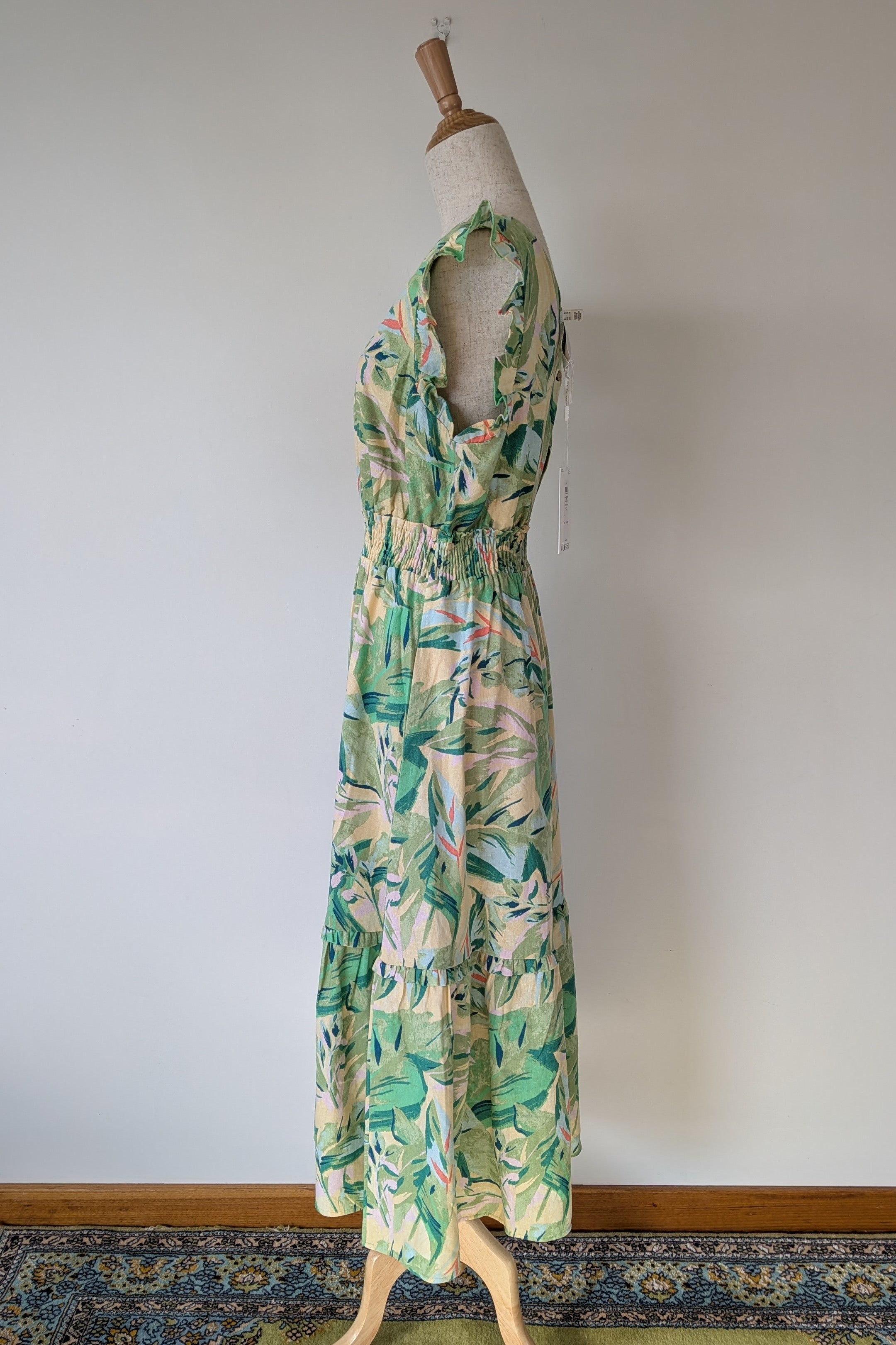 Y.A.S. Palmas Midi Dress Green Tropical Print Size M BNWT RRP $169.95