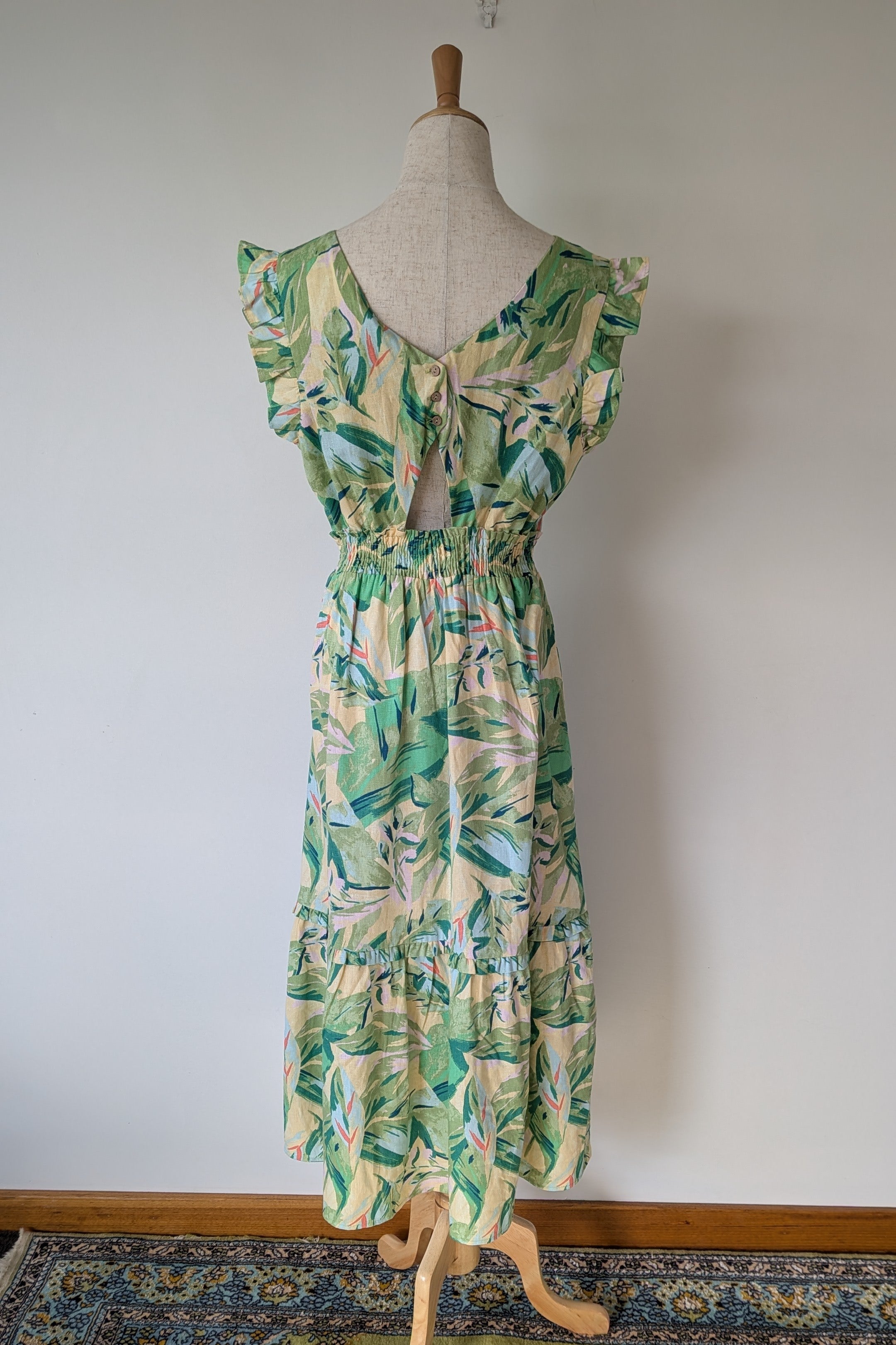 Y.A.S. Palmas Midi Dress Green Tropical Print Size M BNWT RRP $169.95