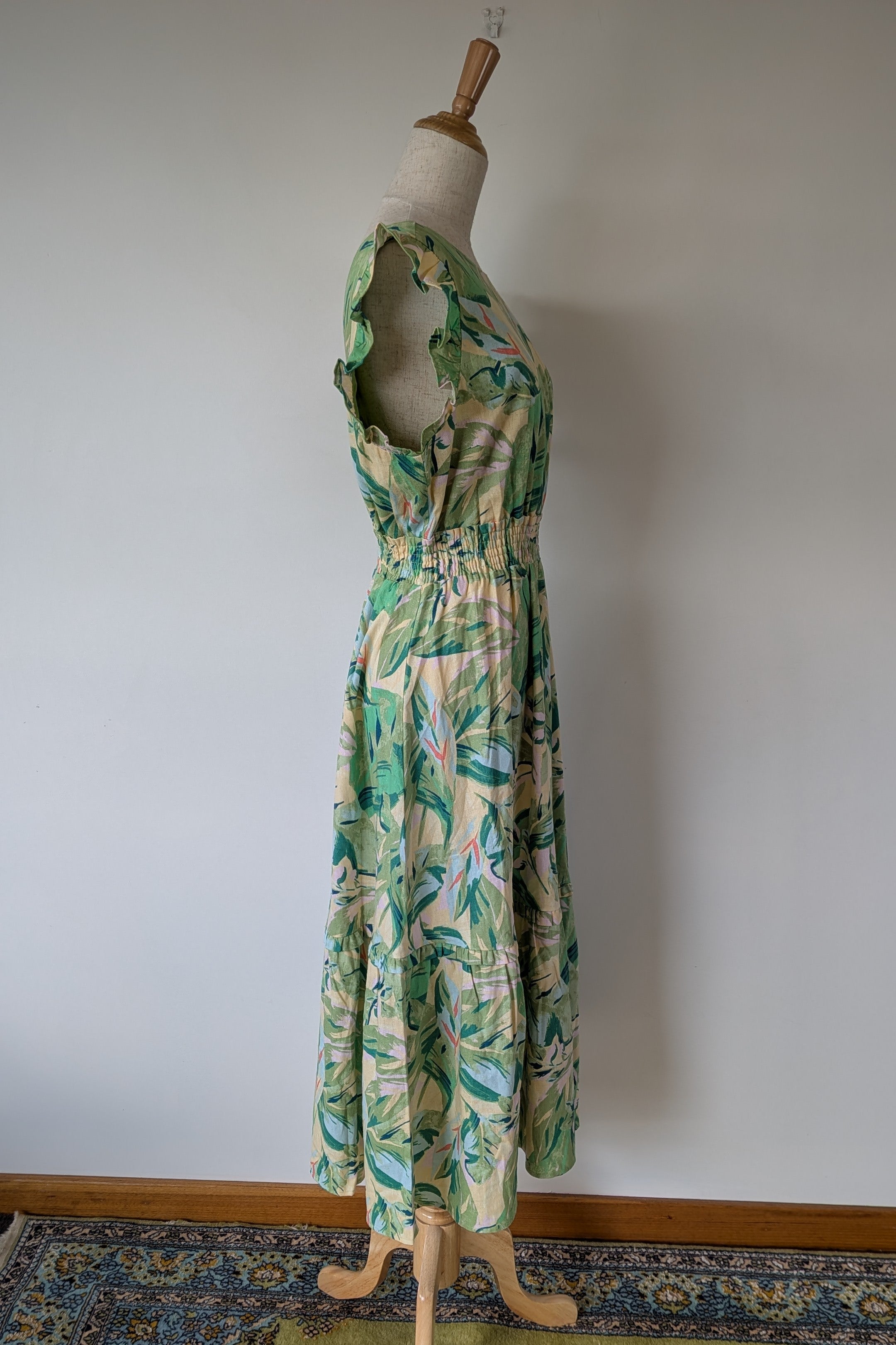 Y.A.S. Palmas Midi Dress Green Tropical Print Size M BNWT RRP $169.95