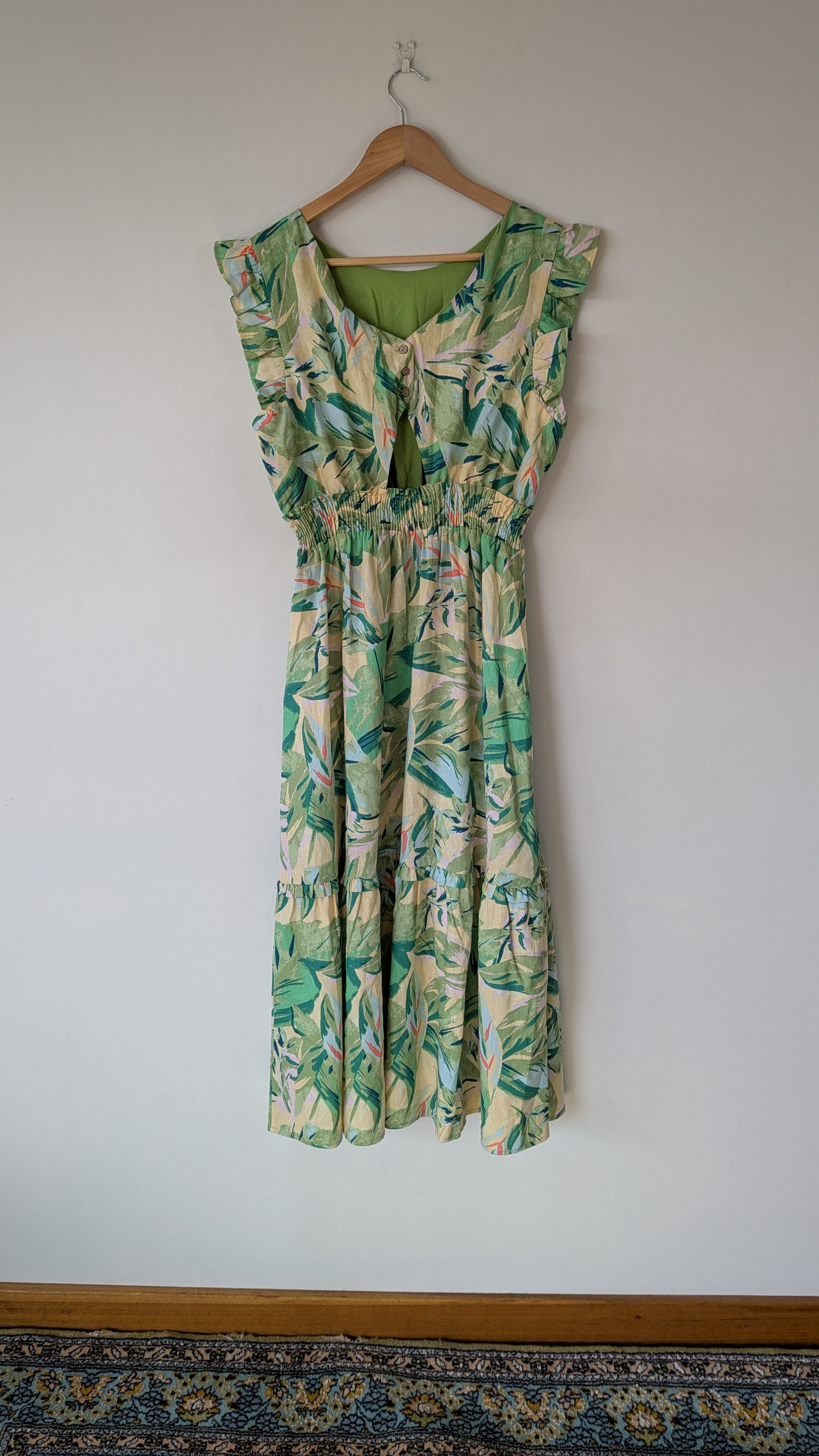 Y.A.S. Palmas Midi Dress Green Tropical Print Size M BNWT RRP $169.95
