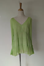Country Road Soft Tiered Blouse in Dreamy Green Size 10