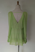Country Road Soft Tiered Blouse in Dreamy Green Size 10