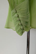 Country Road Soft Tiered Blouse in Dreamy Green Size 10