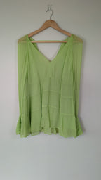 Country Road Soft Tiered Blouse in Dreamy Green Size 10