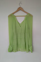 Country Road Soft Tiered Blouse in Dreamy Green Size 10