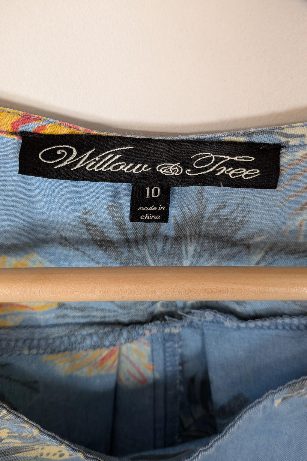 Willow Tree Blue Tropical Print Cotton Shirt Size 10
